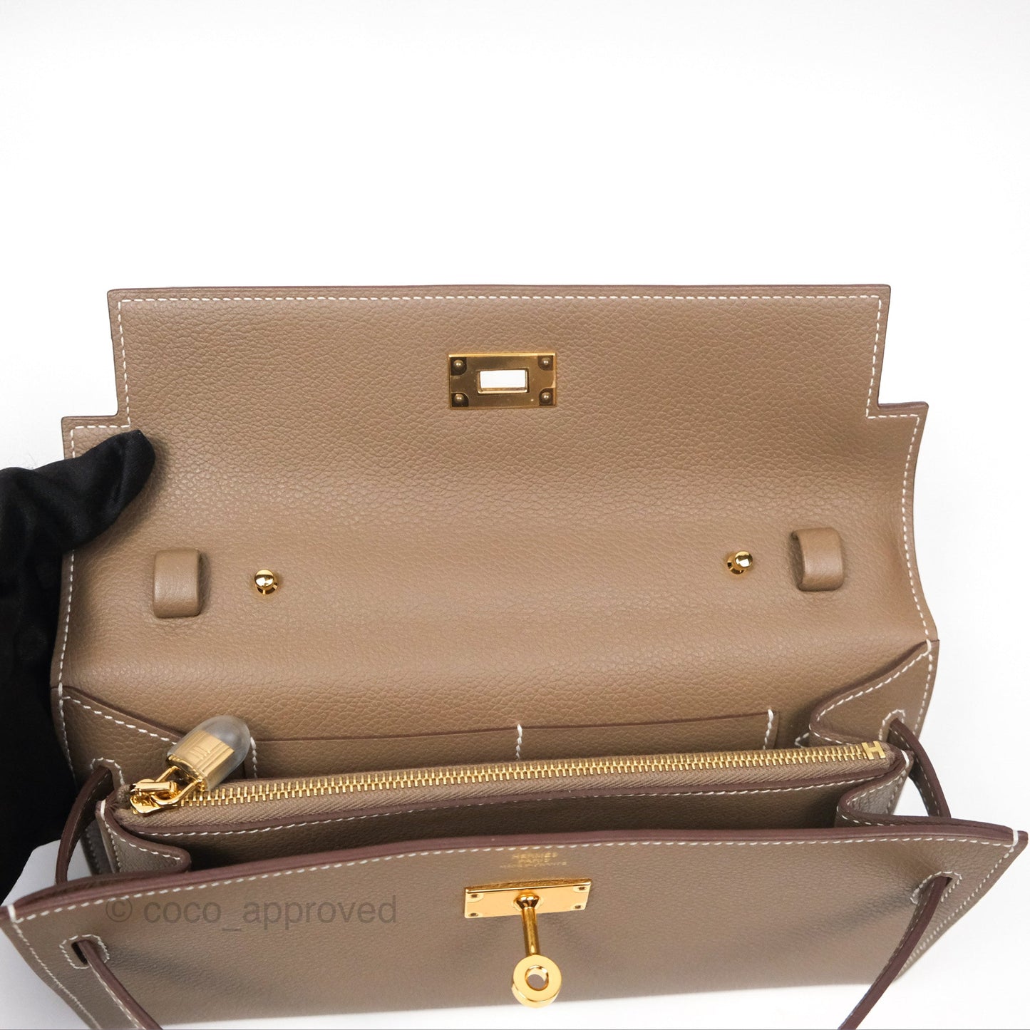 Hermès Kelly To Go Wallet Etoupe Evercolor Gold Hardware