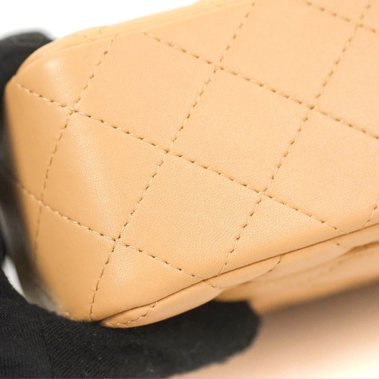 Chanel Quilted Mini Rectangular Flap Beige Lambskin Gold Hardware