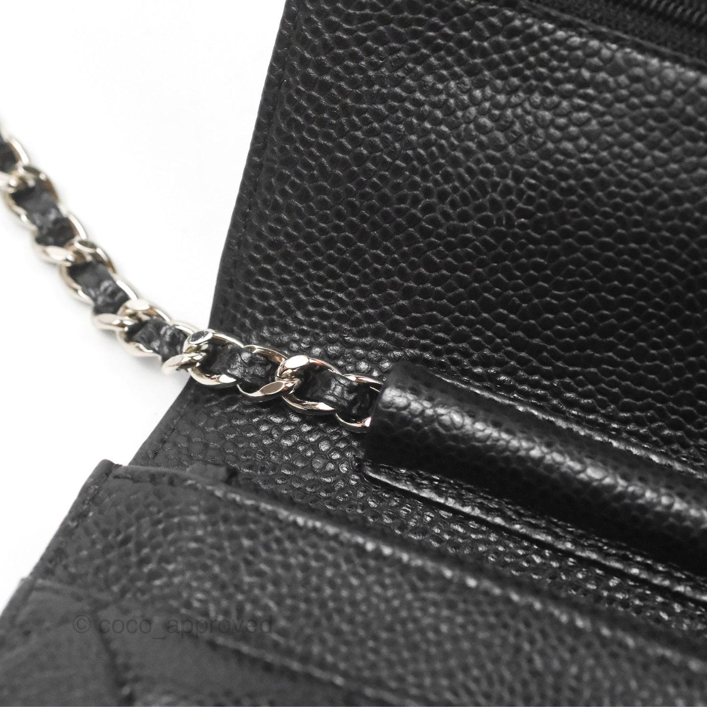 Chanel Quilted Classic Wallet On Chain WOC Black Caviar Silver Hardware