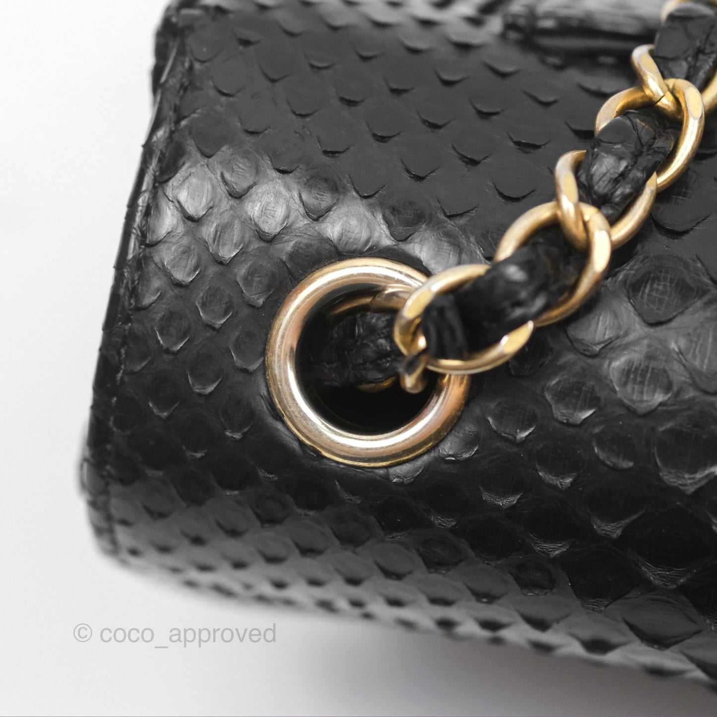 Chanel Quilted Mini Rectangular Flap Black Python Gold Hardware