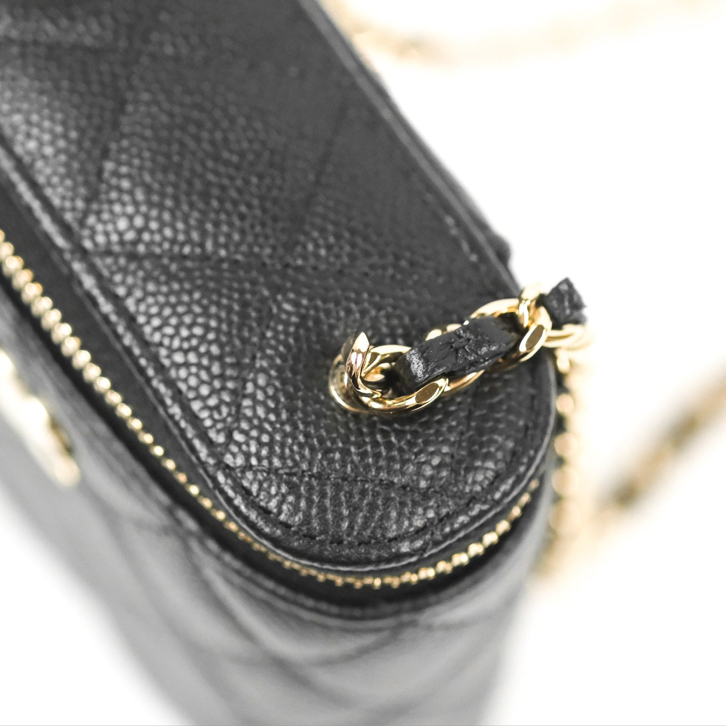 Chanel Classic Mini Vanity With Chain Black Caviar Gold Hardware