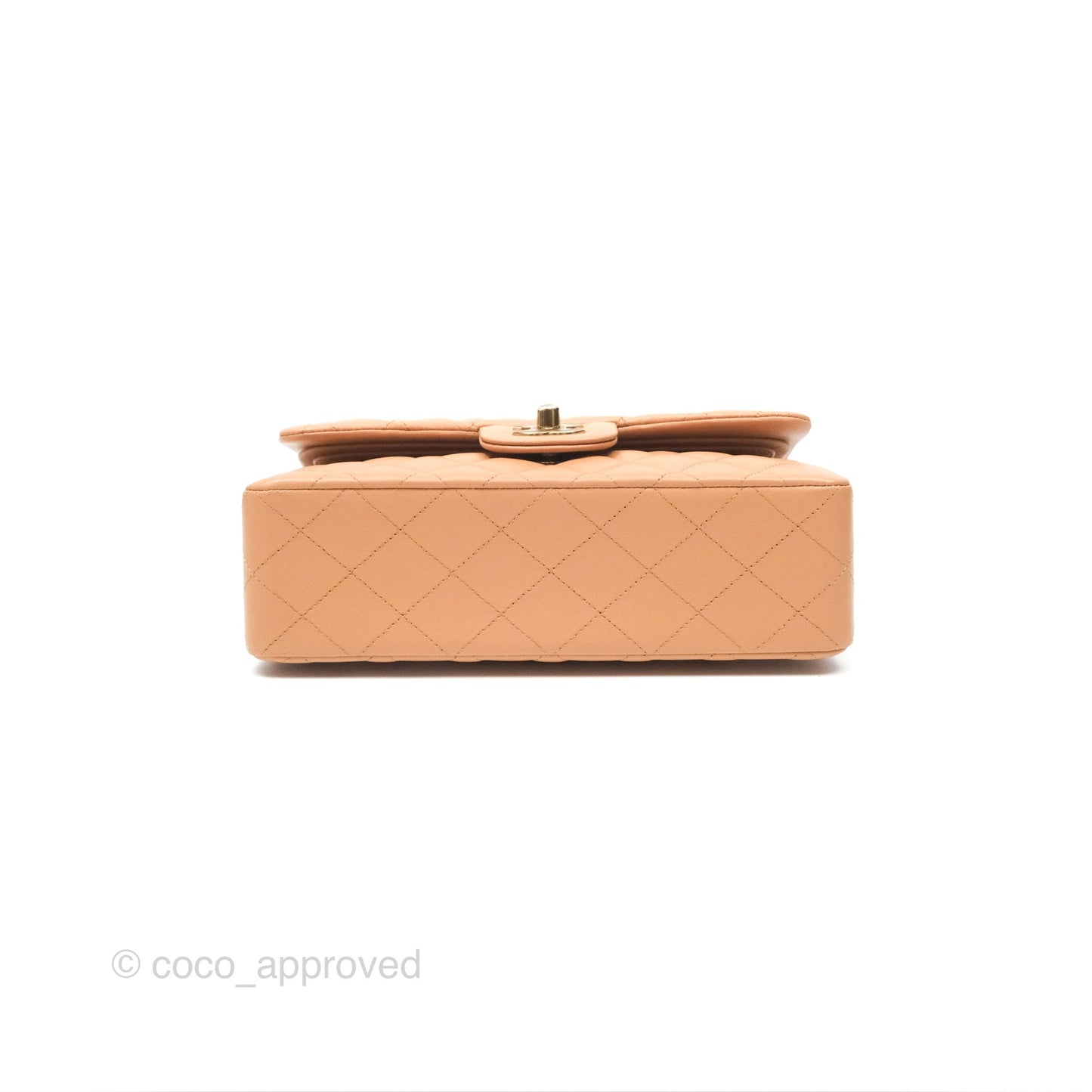 Chanel Small Classic Quilted Flap Beige Lambskin Gold Hardware 23K