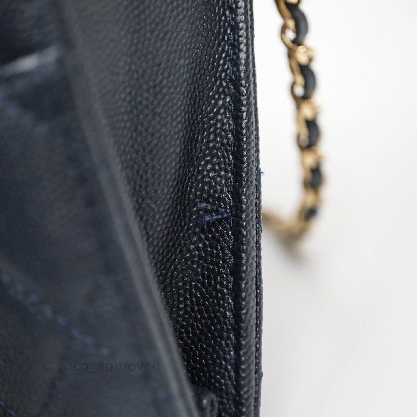 Chanel Classic Wallet On Chain WOC Quilted Navy Caviar Gold Hardware