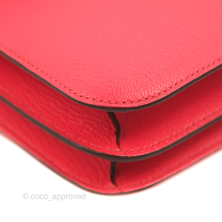 Hermès Constance Mini 18cm Rose Texas Chevre Mysore Palladium Hardware