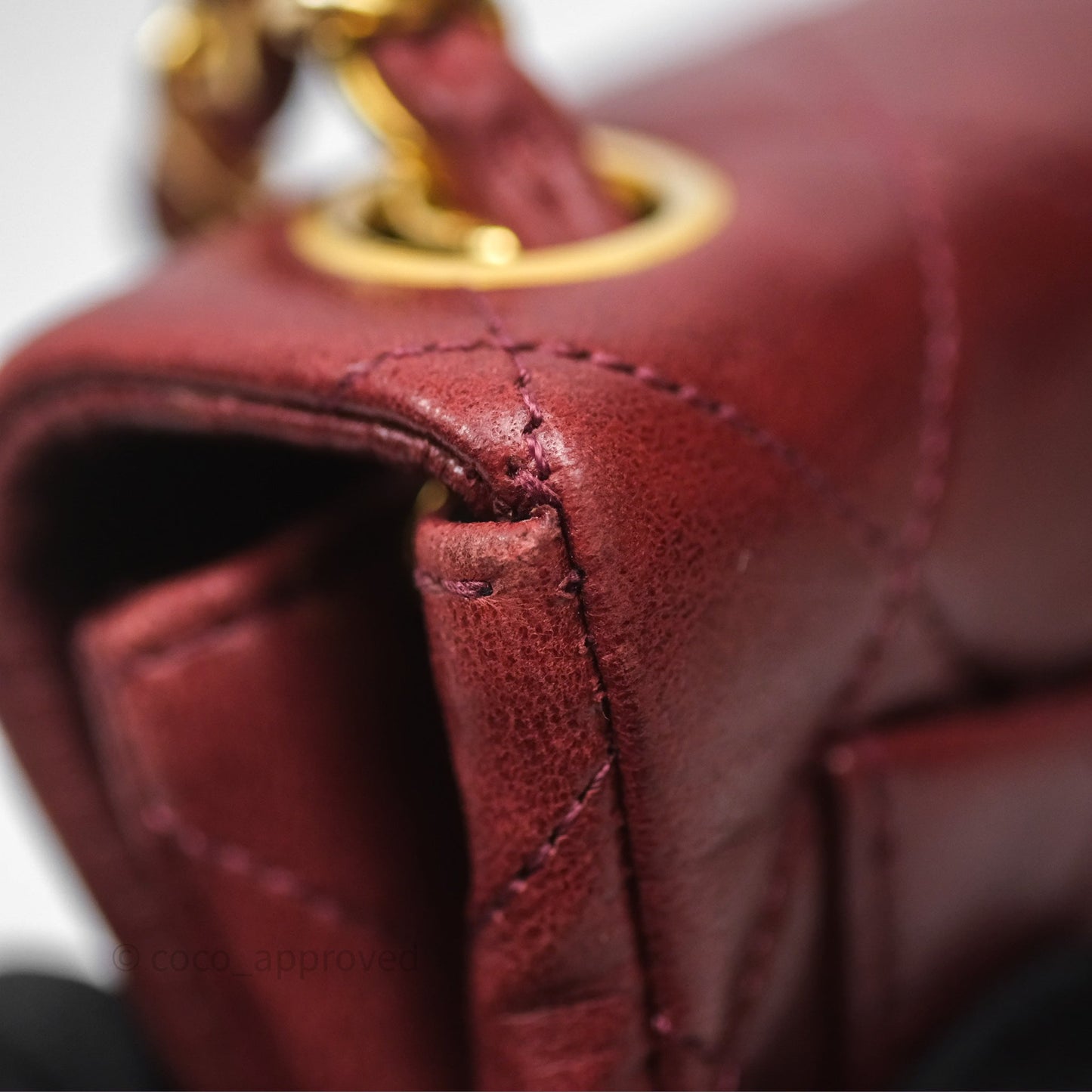 Chanel Vintage Mini Square Burgundy Lambskin 24K Gold Hardware