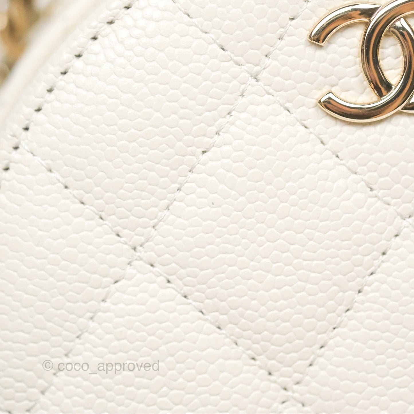 Chanel Mini Round Vanity Bag Handle With Care Ivory Caviar