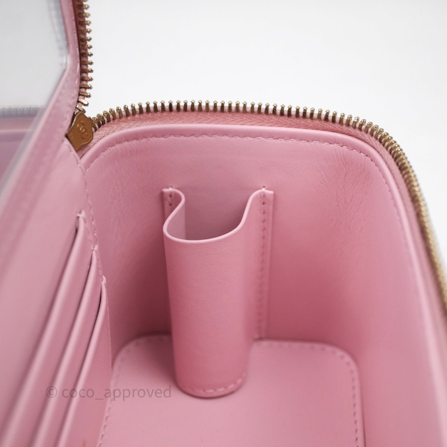 Chanel Vanity with Multicolor Resin Chain Pink Lambskin Aged Gold Hardware