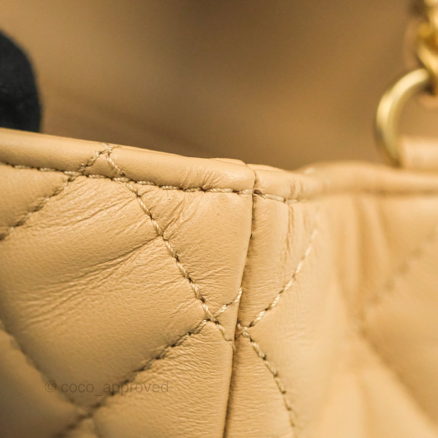 Chanel Mini Rectangular Pearl Crush Beige Lambskin Aged Gold Hardware