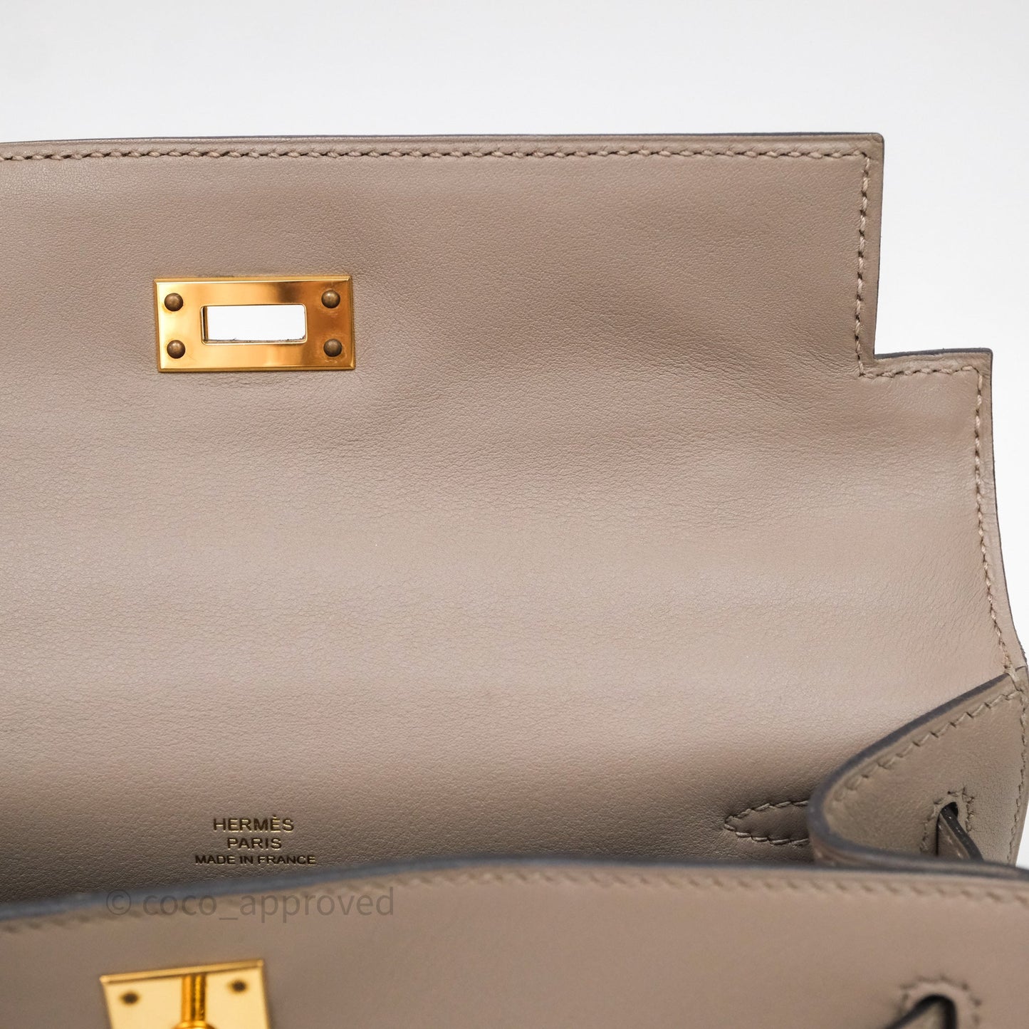 Hermès Kelly Pochette Gris Asphalte M8 Swift Gold Hardware
