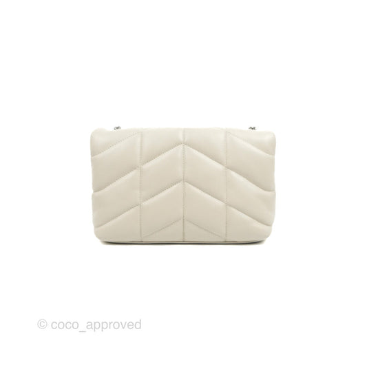 Saint Laurent Puffer Toy Bag Blanc Vintage Lambskin Silver Hardware