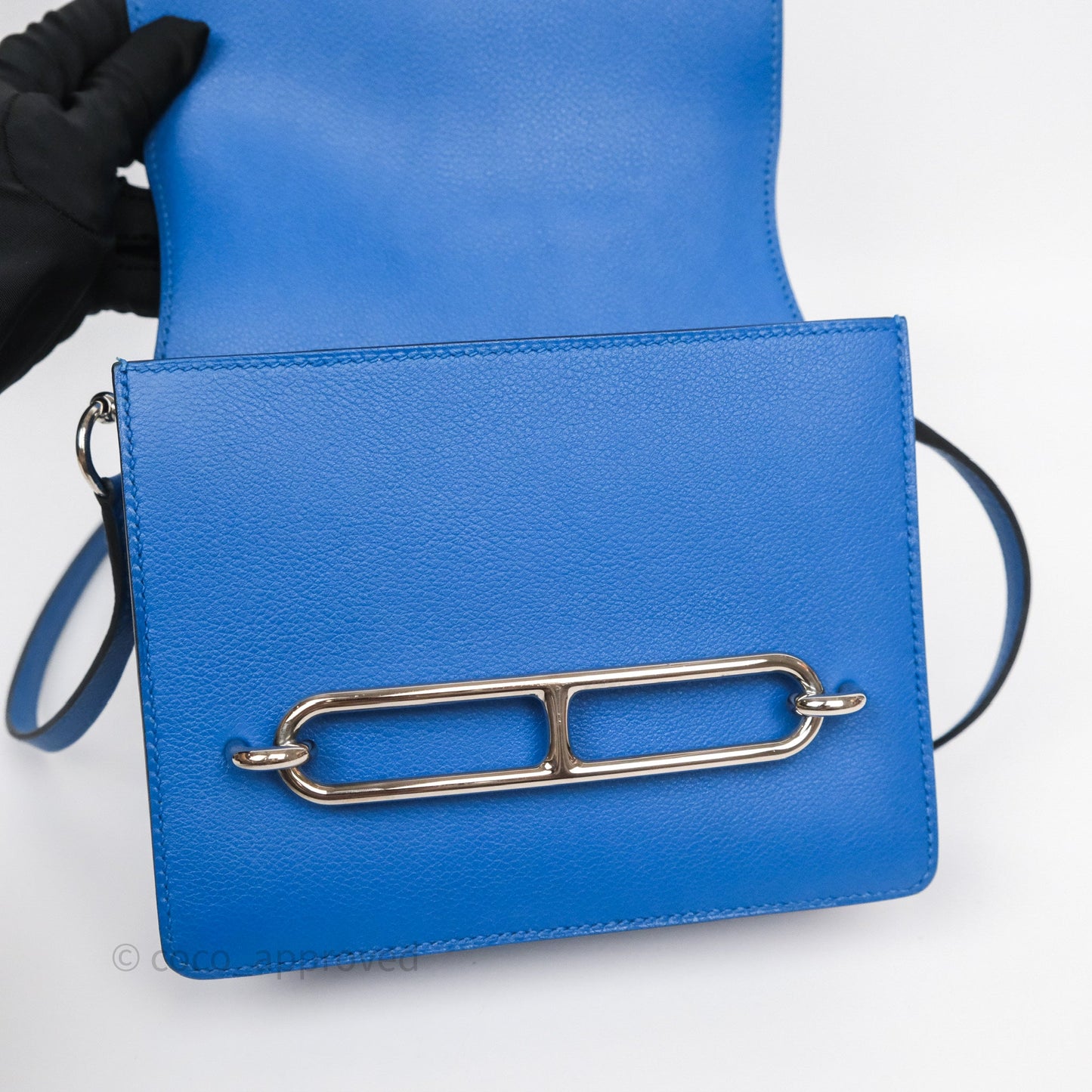 Hermès Roulis Mini 18 Blue Zellige I7 Evercolor Palladium Hardware