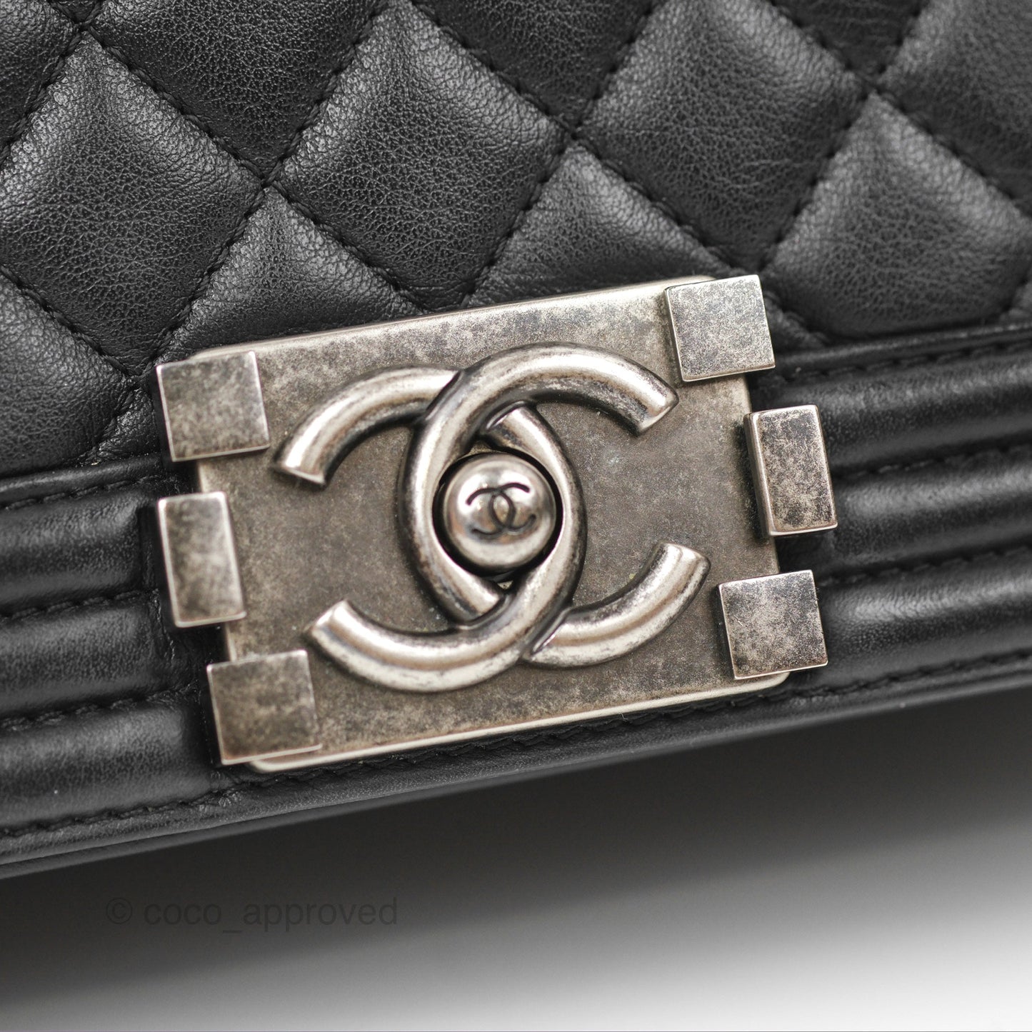 Chanel Quilted Medium Boy Black Calfskin Ruthenium Hardware
