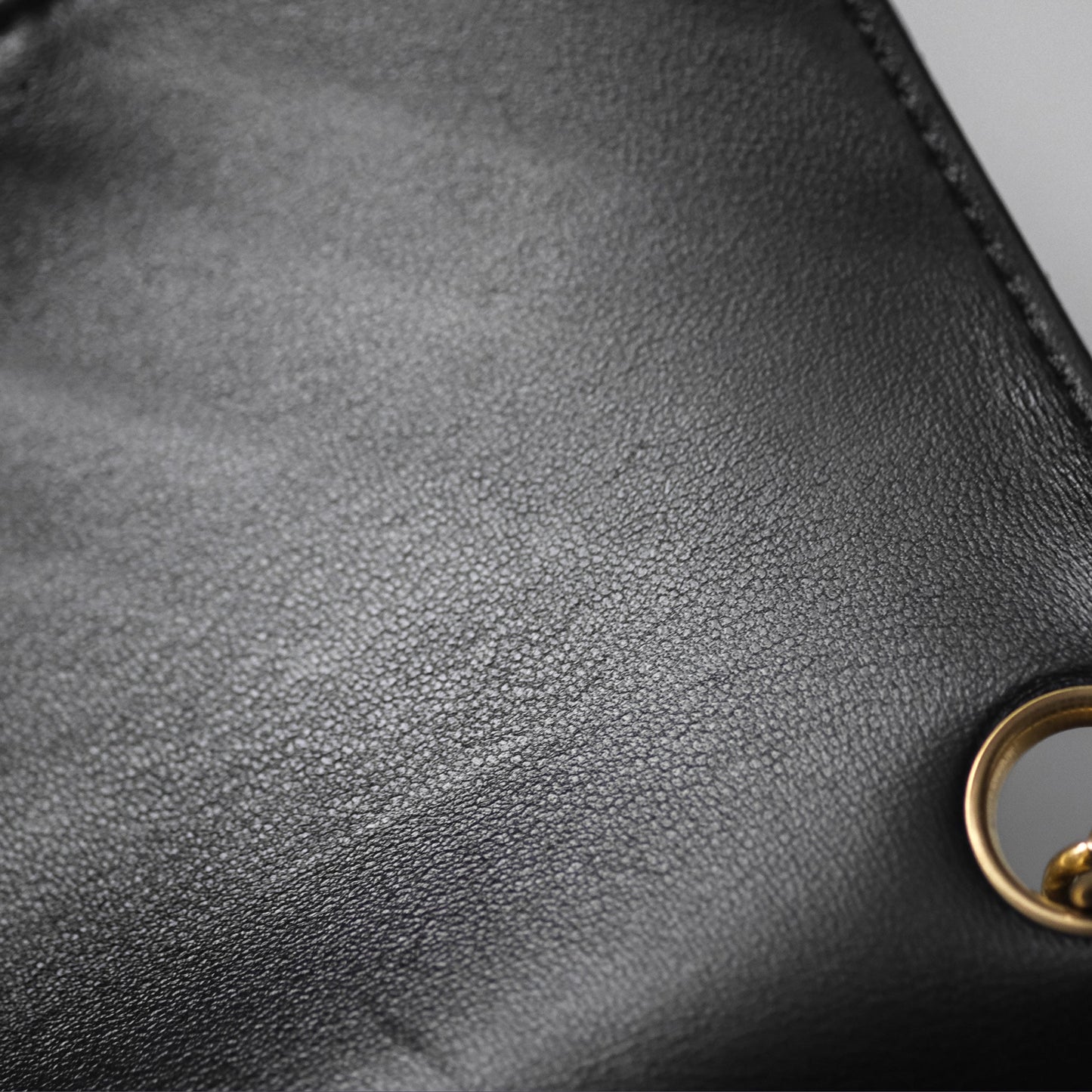 Chanel Mini Square Flap Chevron Black Lambskin Aged Gold Hardware