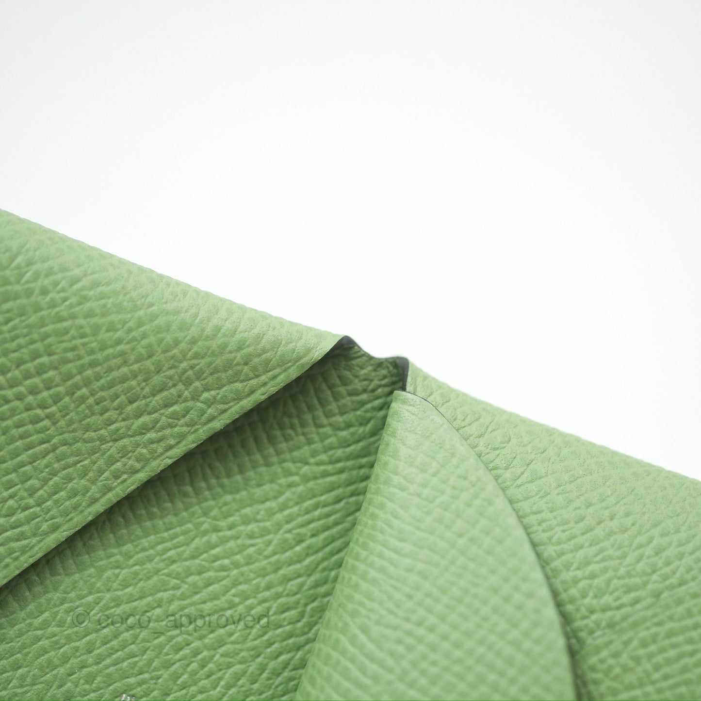 Hermès Calvi Duo Compact Card Holder 3I Vert Criquet Epsom Palladium Hardware