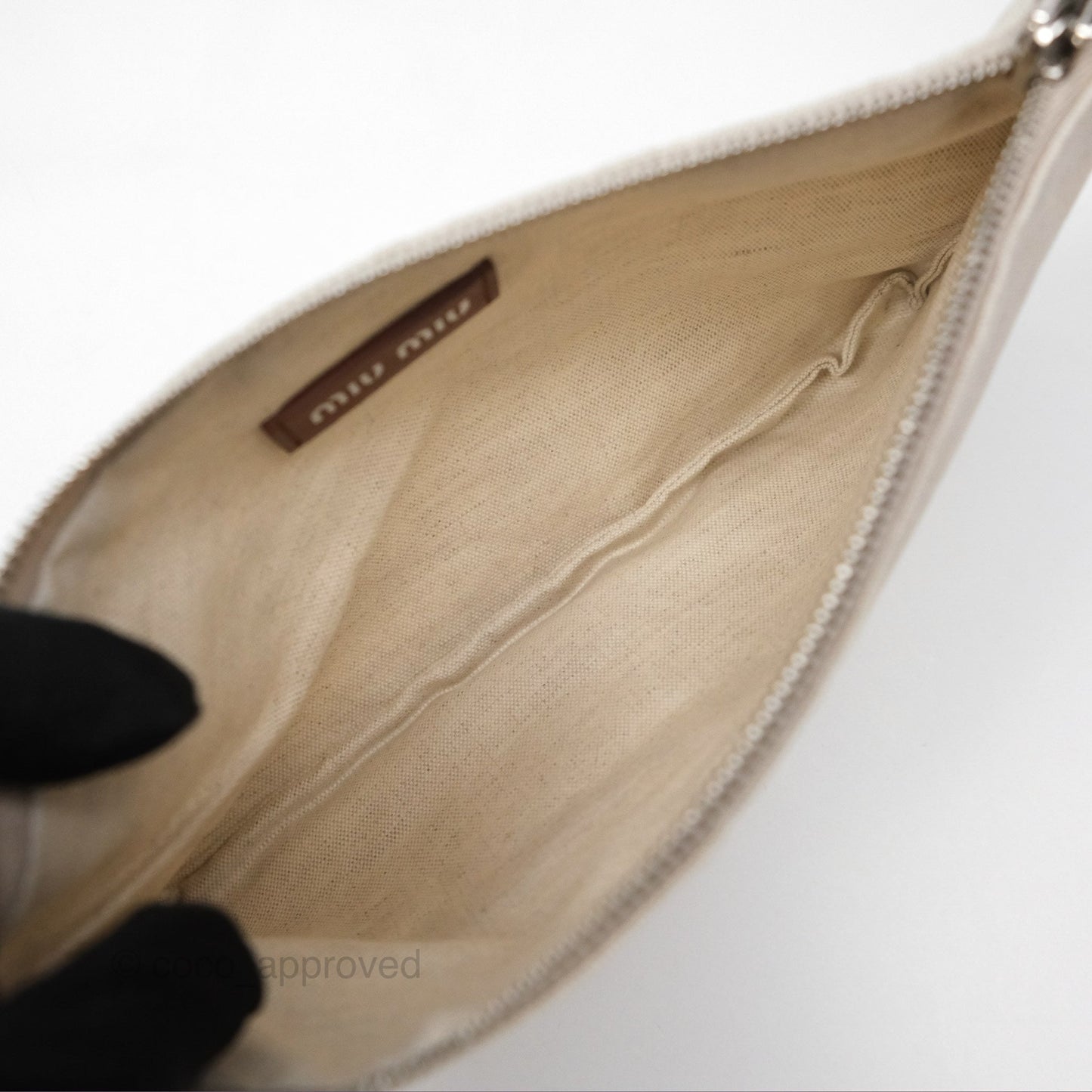 Miu Miu Woven Fabric Tote Bag Natural