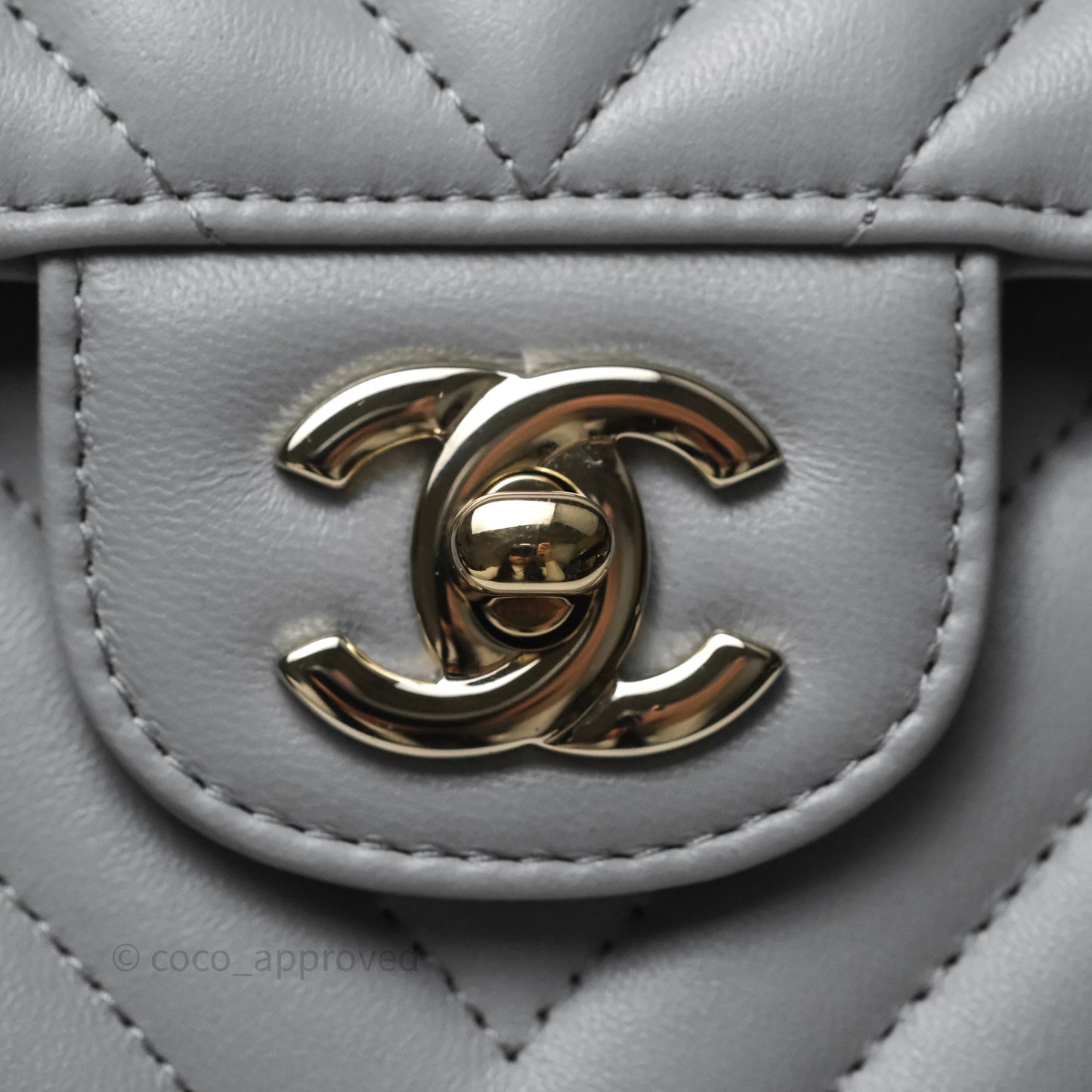 Chanel Classic Small Flap Chevron Grey Lambskin Gold Hardware