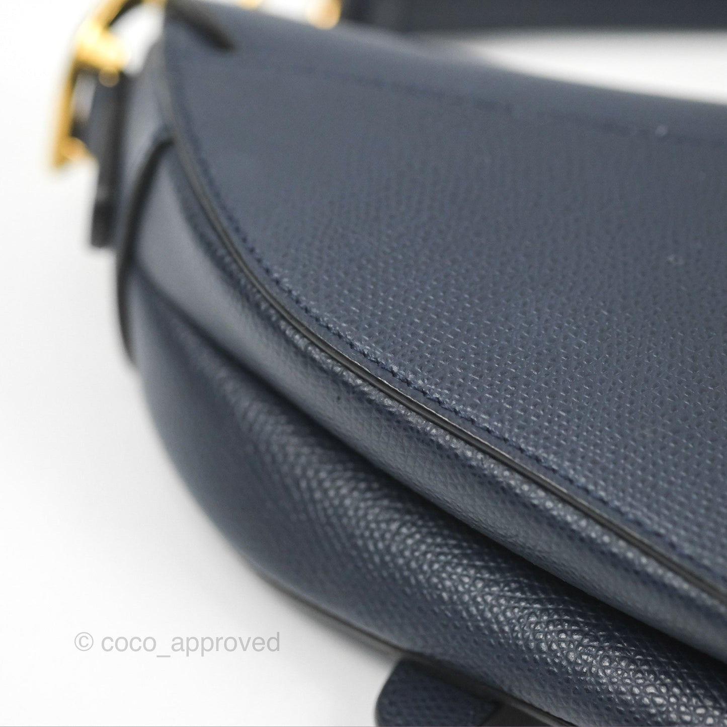 Christian Dior Mini Saddle Bag Navy Grained Calfskin Gold Hardware