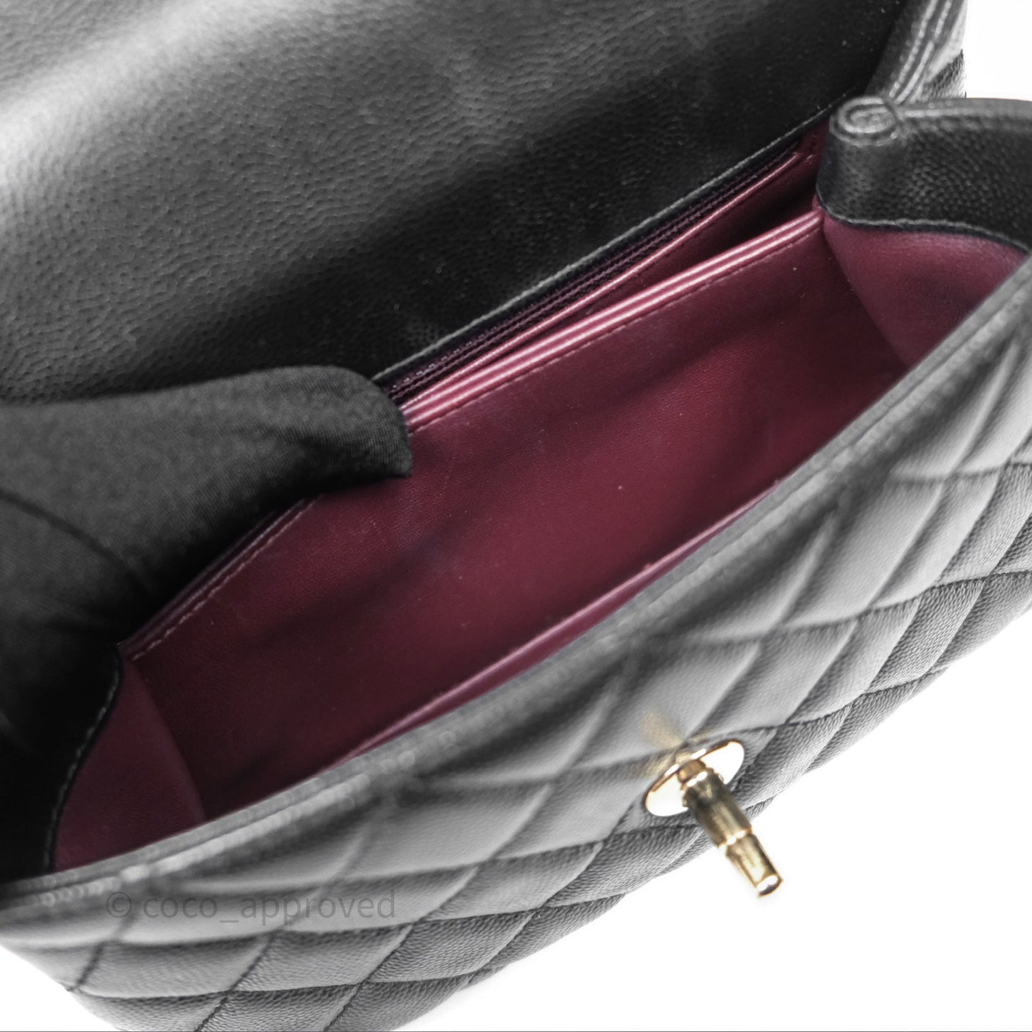 Chanel Small Coco Handle Quilted Black Caviar Gold Hardware