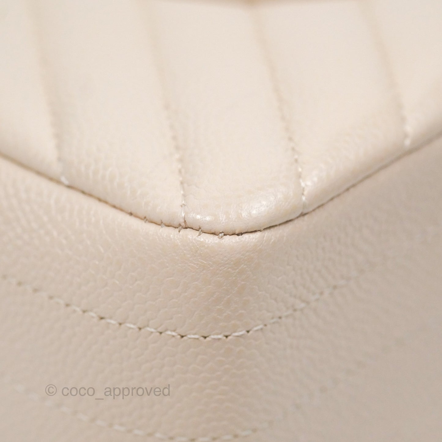 Chanel Classic M/L Medium Double Flap Chevron Light Beige Caviar Gold Hardware 20B
