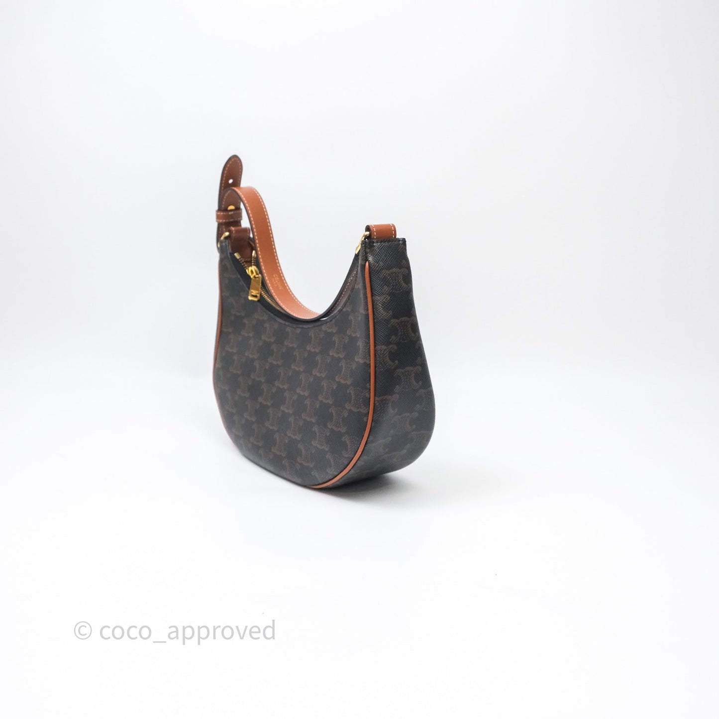 Celine Ava Bag In Triomphe Canvas Calfskin Tan