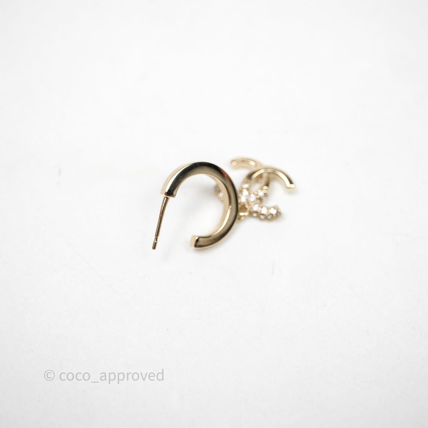 Chanel CC Crystals Drop Earrings Gold Tone 22K