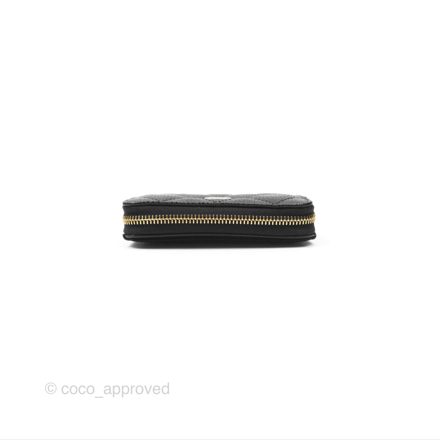 Chanel Quilted Zip Card Holder Black Caviar Gold Hardware