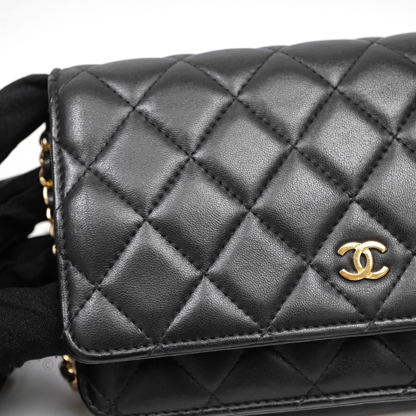 Chanel Classic WOC Wallet On Chain Quilted Black Lambskin Gold Hardware