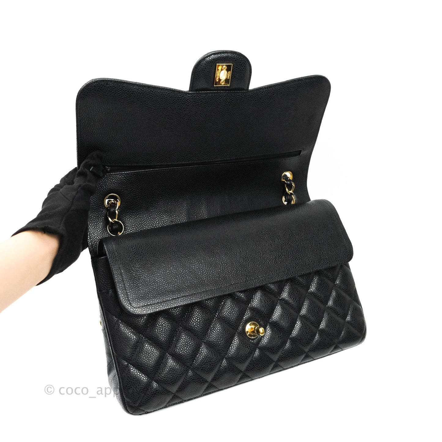 Chanel Jumbo Double Flap Black Caviar Gold Hardware⁣⁣