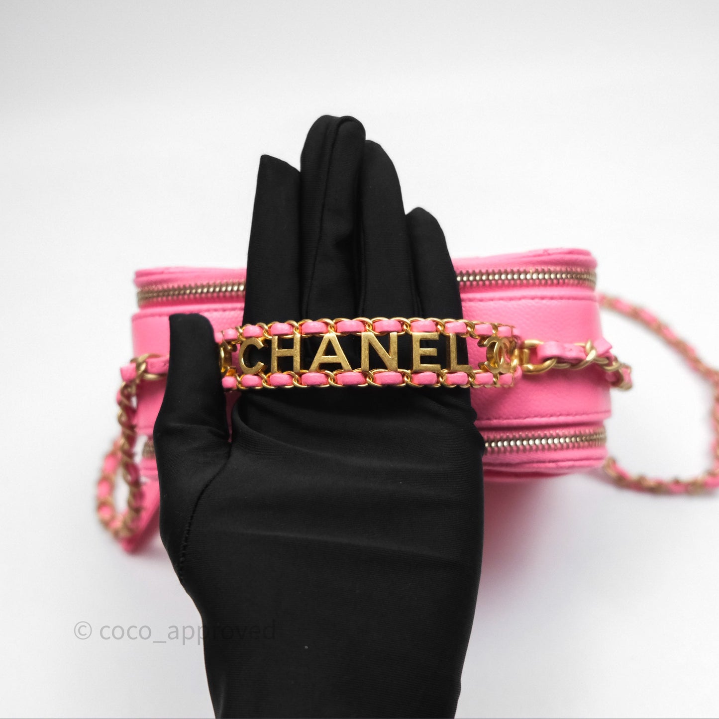 Chanel Quilted Pick Me Up Small Vanity Case Hot Pink Caviar Aged Gold Hardware