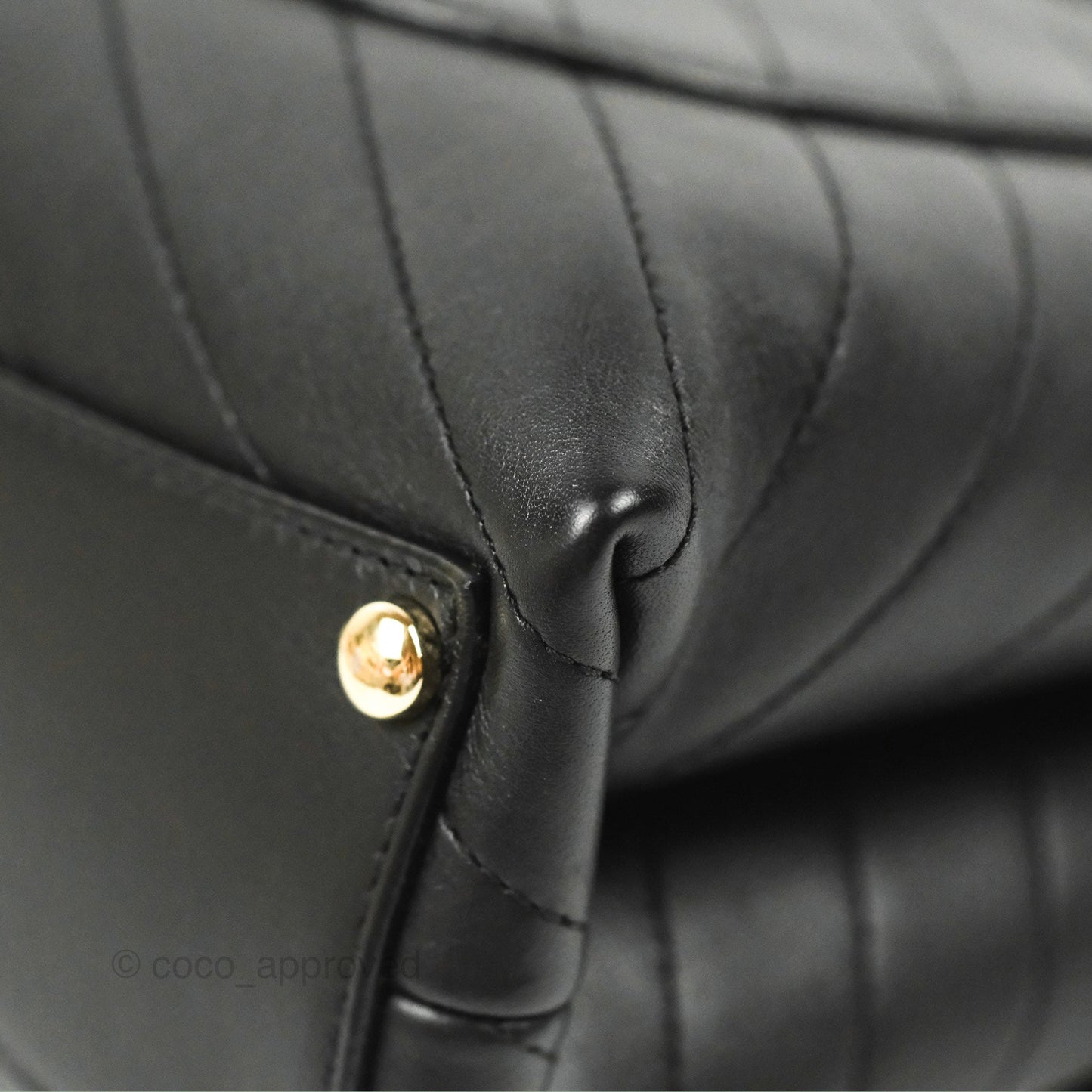 Chanel Chevron Stitched Coco Flap Bag Black Calfskin Gold Hardware
