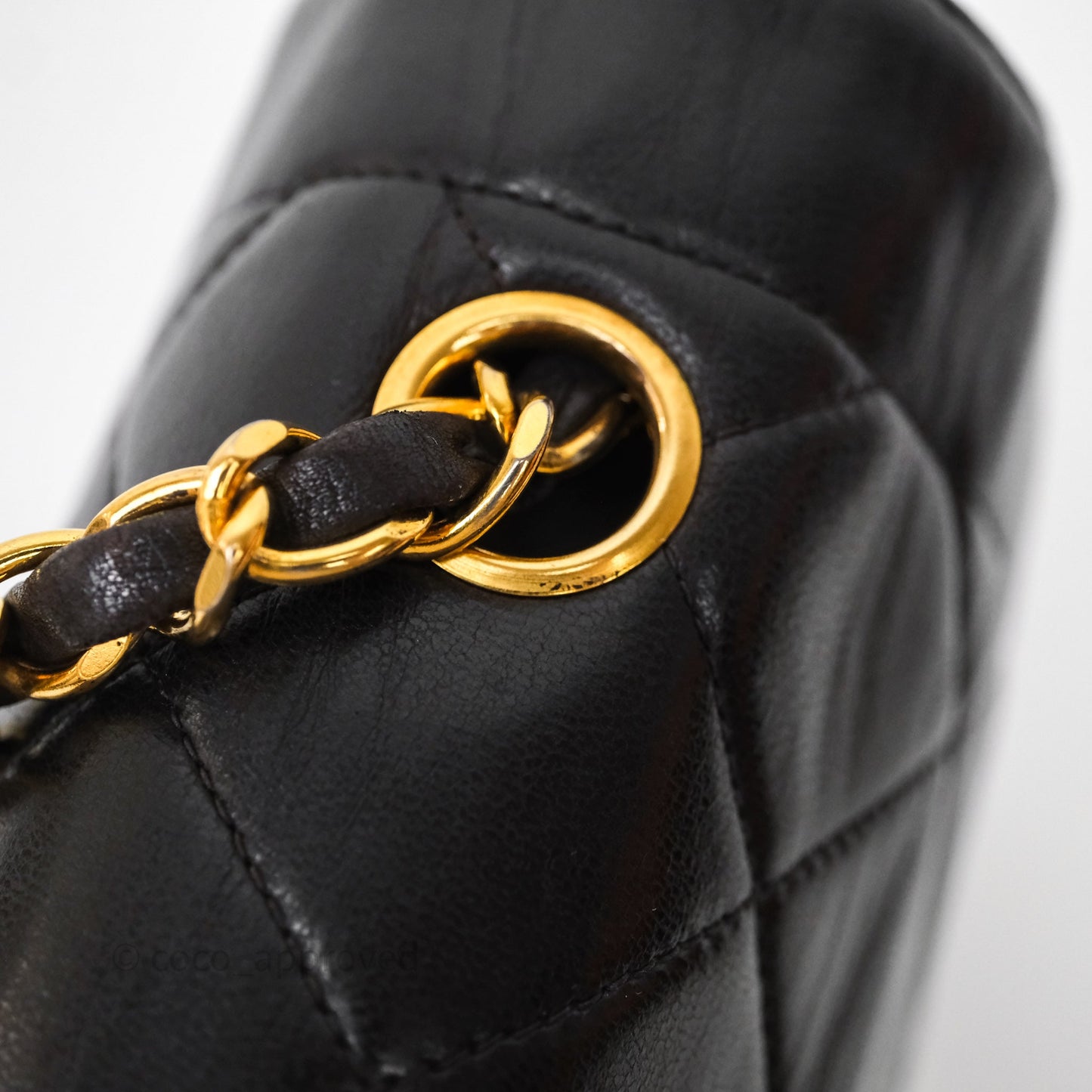 Chanel Vintage Medium Classic Diana Flap Bag Black Lambskin 24K Gold Hardware