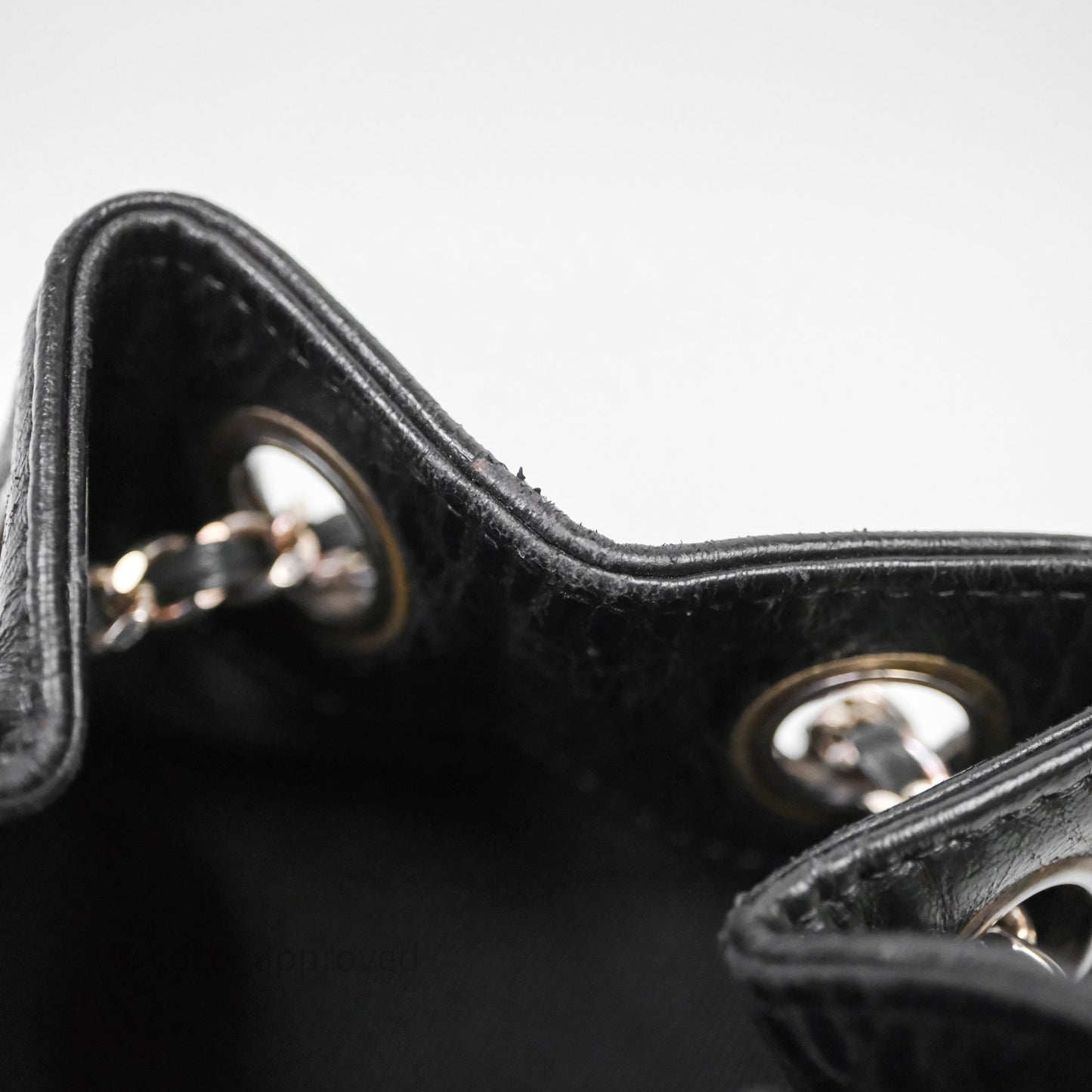 Chanel Vintage CC Drawstring Bag Black Calfskin Silver Hardware