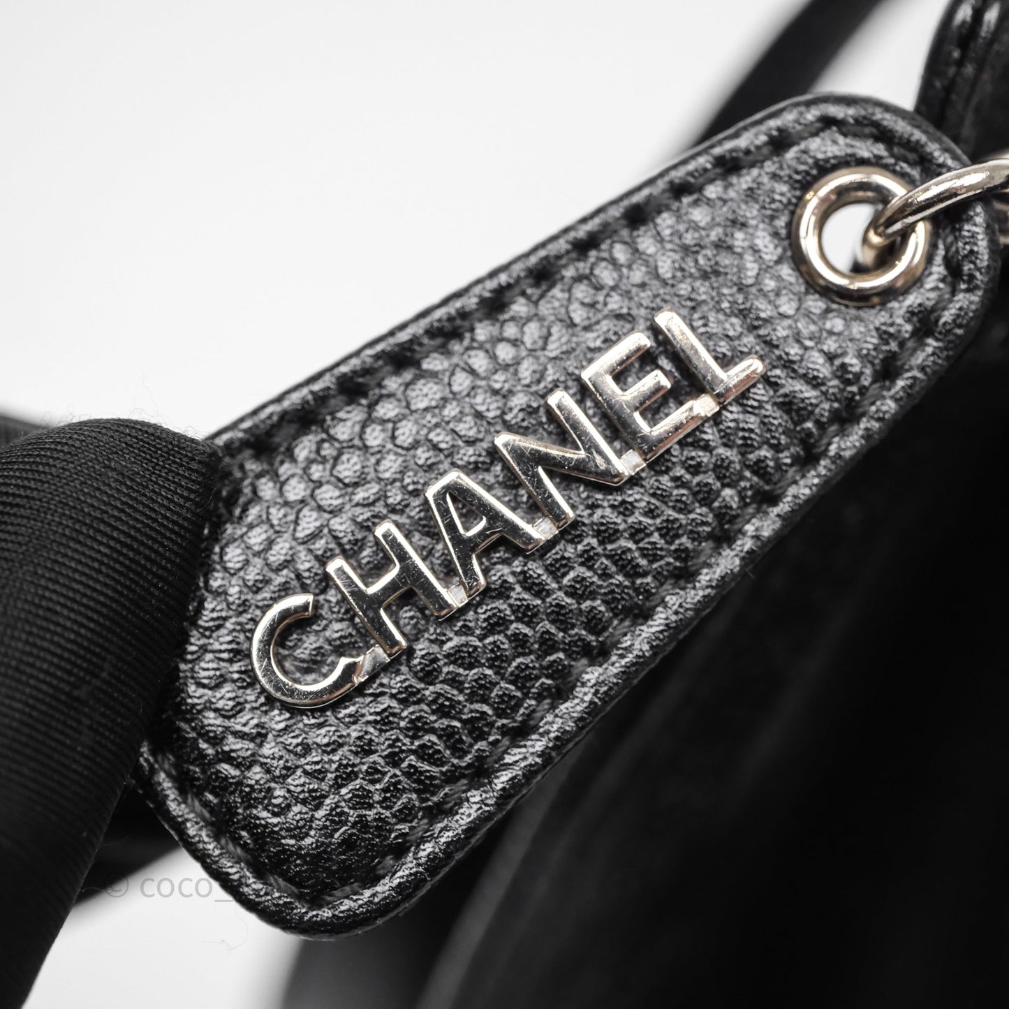 Chanel Vintage Tote Bag Black Caviar Silver Hardware