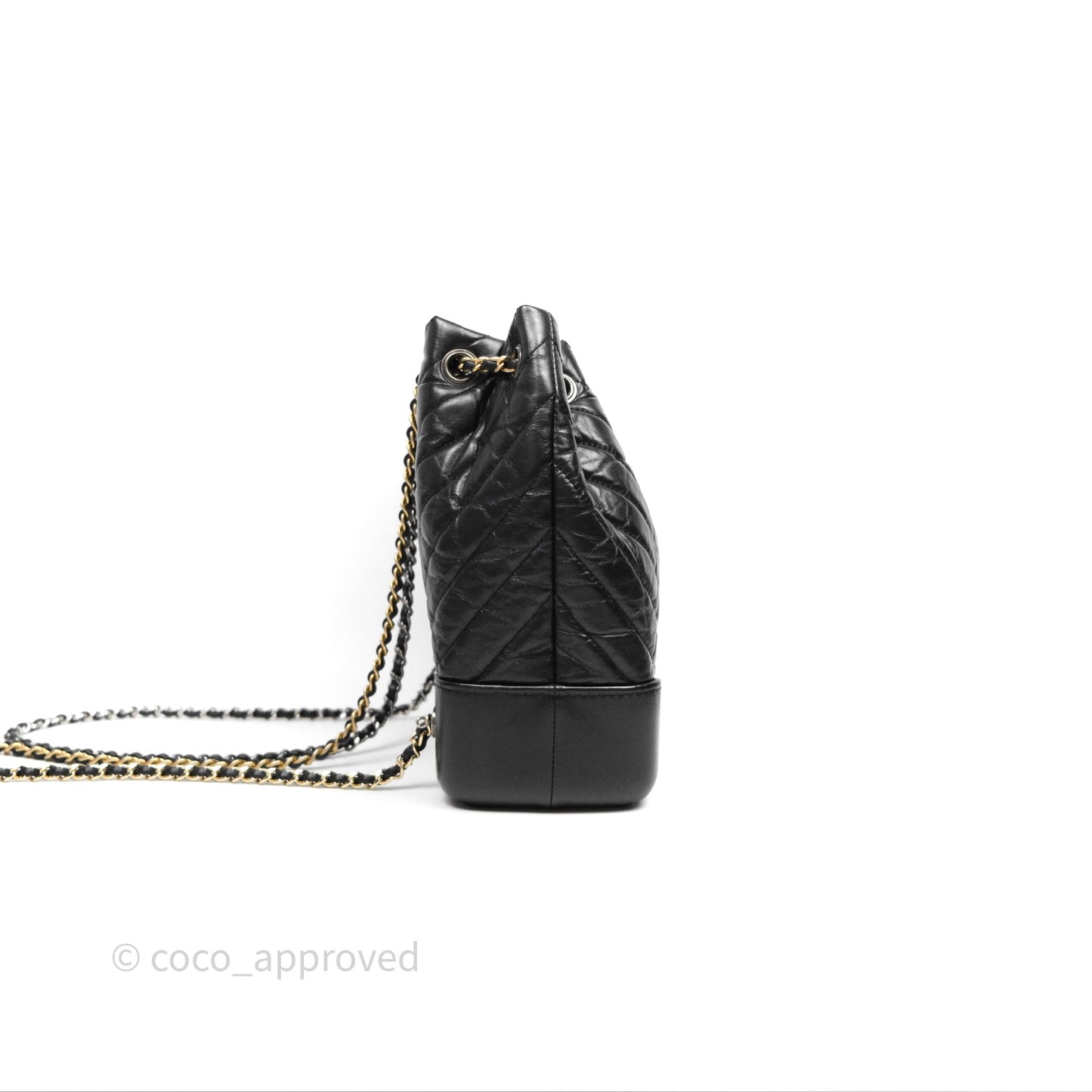 Chanel Small Chevron Gabrielle Backpack Black Aged Calfskin