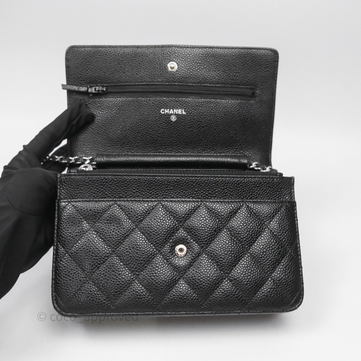 Chanel Quilted Classic WOC Black Caviar Silver Hardware