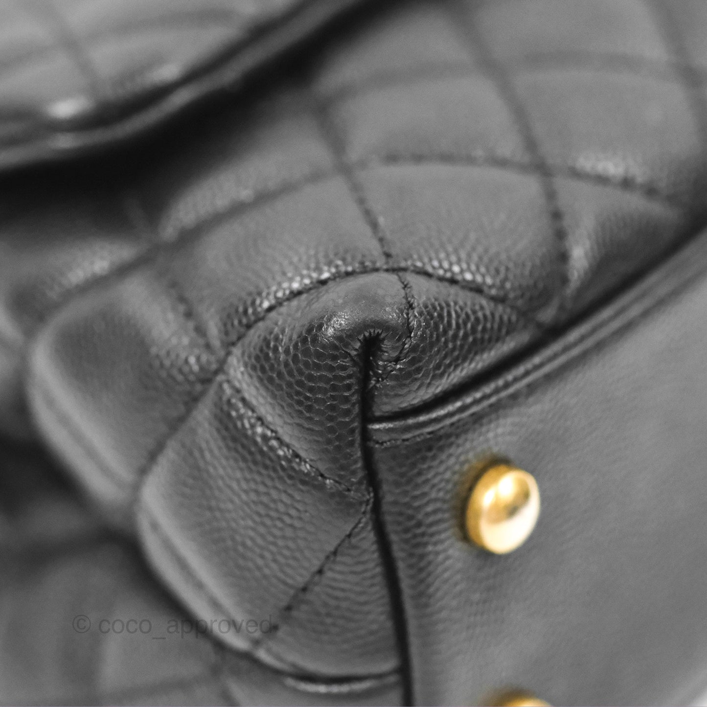 Chanel Small Coco Handle Quilted Black Caviar Gold Hardware