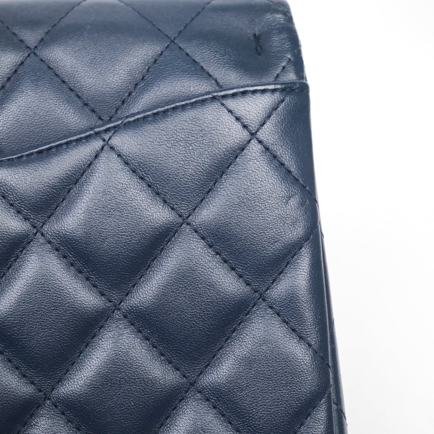 Chanel Quilted Clutch with Chain Lambskin Navy Gun Metal Hardware