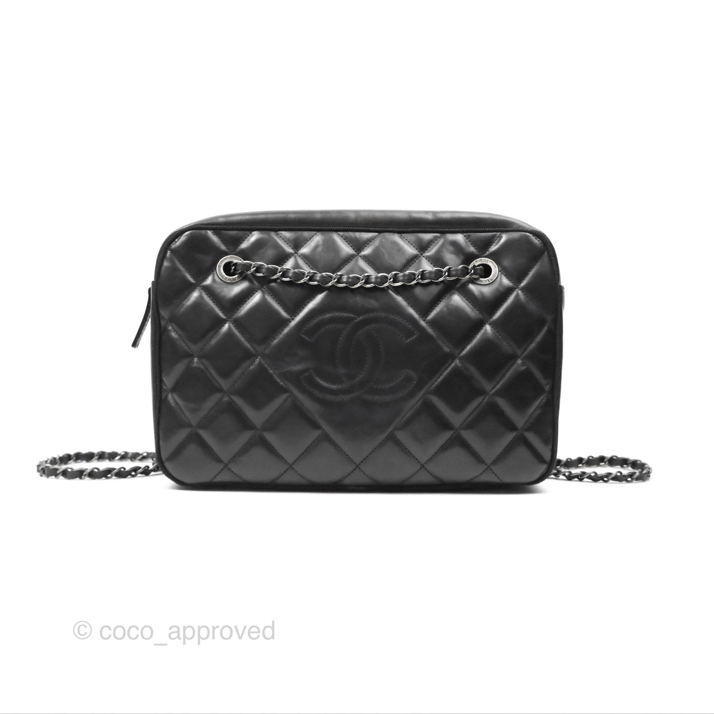 Chanel Large Ballerine Camera Case Black Calfskin Ruthenium Hardware
