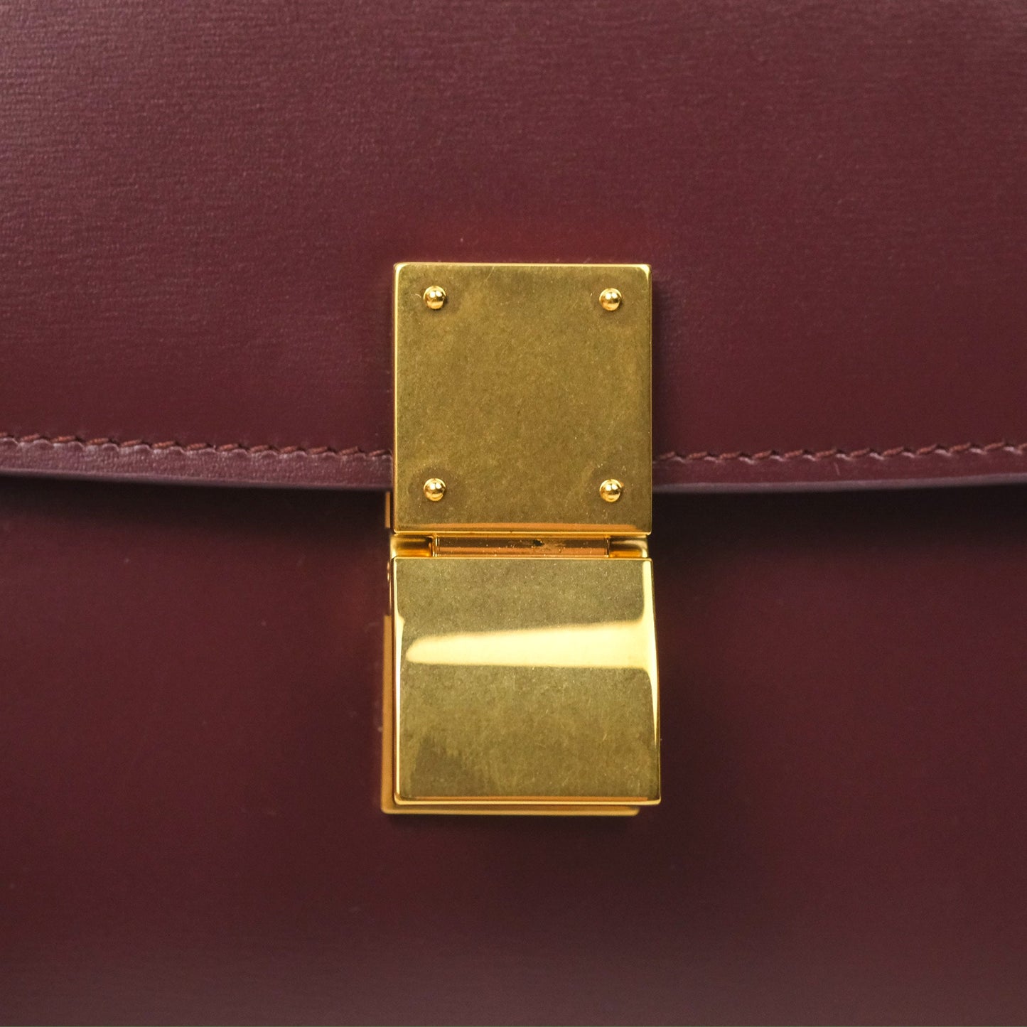 Celine Teen Classic Box Flap Burgundy Calfskin
