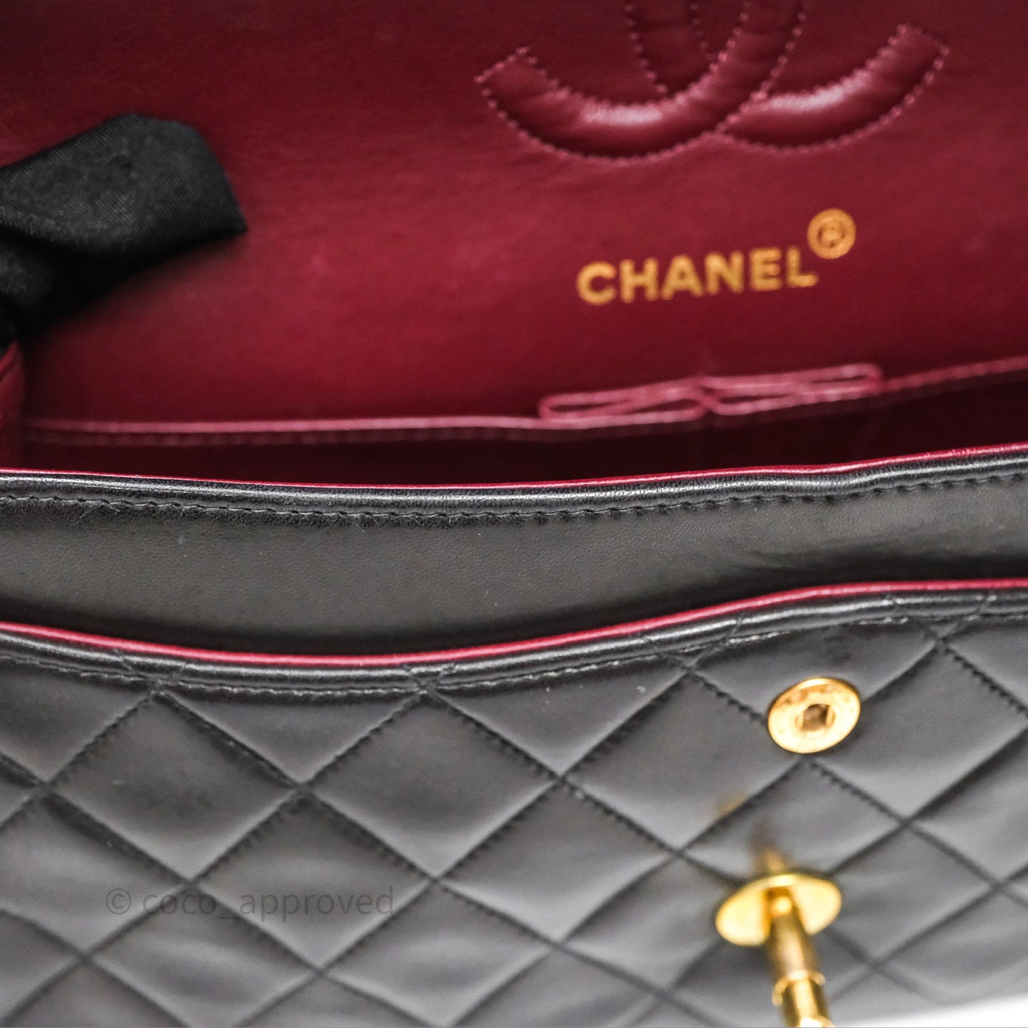 Chanel Vintage Lambskin Small Double Flap Bag Black Gold Hardware