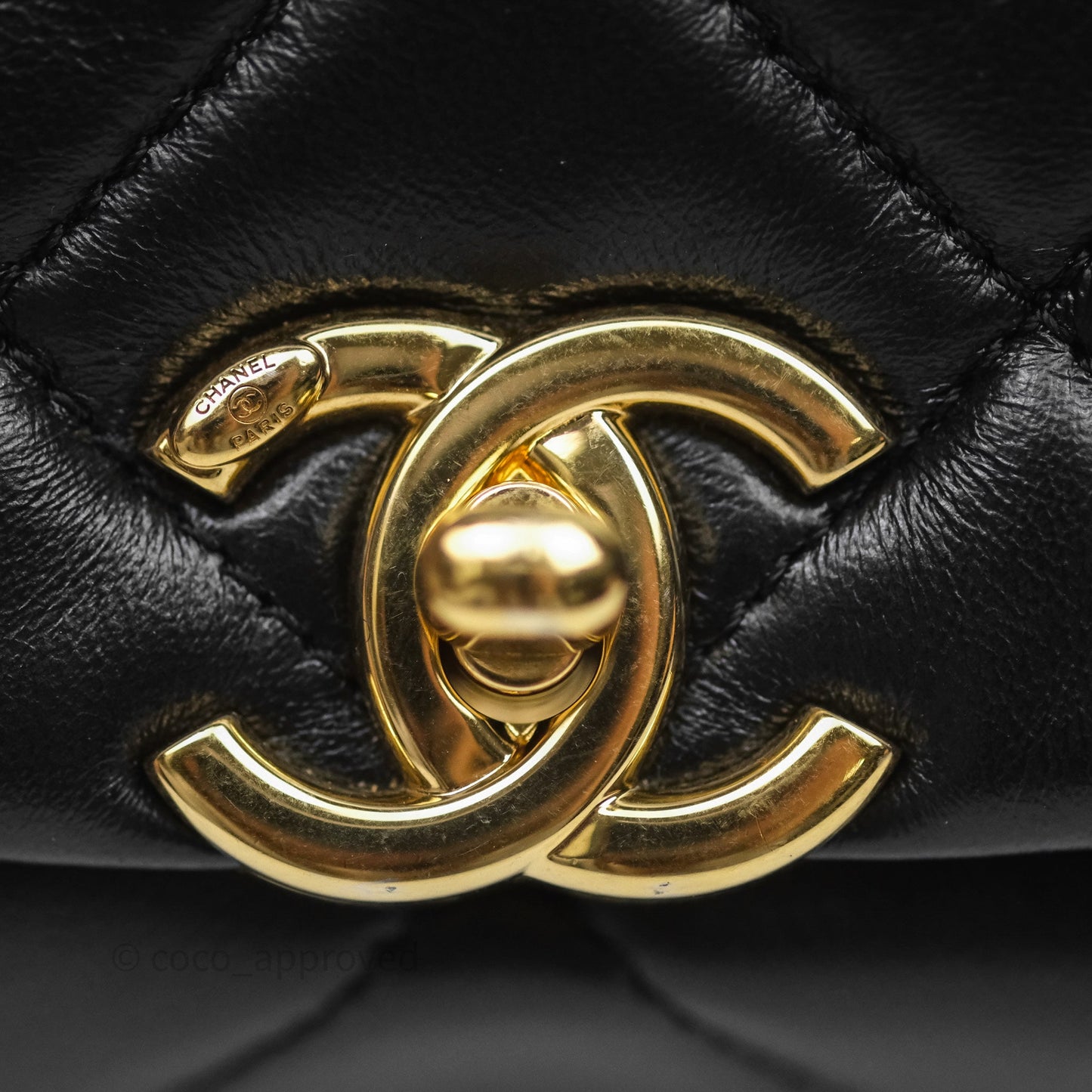 Chanel Quilted Color Match Chain Flap Black Lambskin Gold Hardware