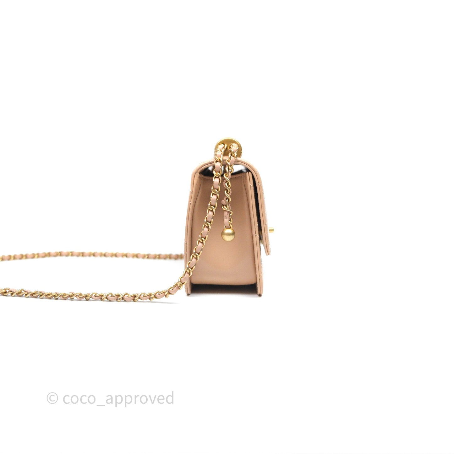 Chanel Quilted Mini Perfect Fit Adjustable Beige Calfskin Gold Hardware