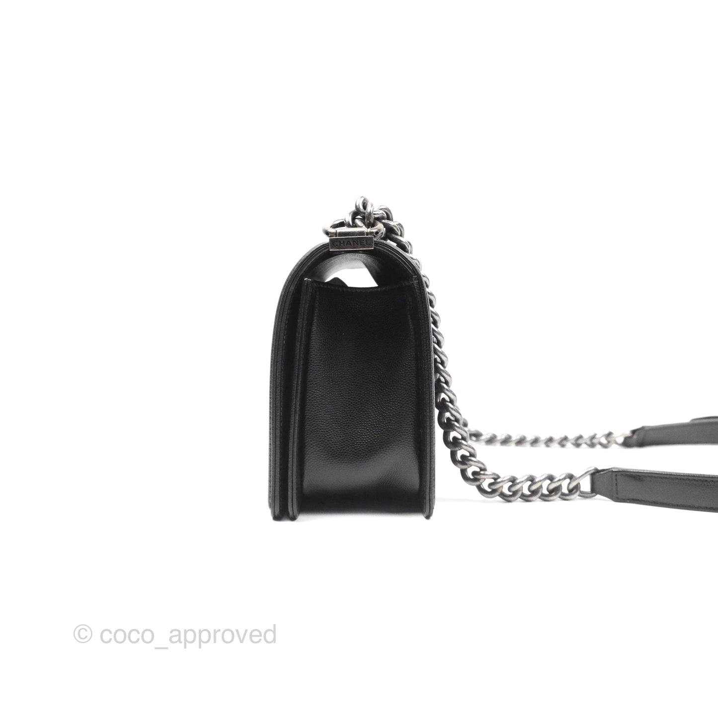 Chanel Medium Boy Quilted Black Caviar Ruthenium Hardware