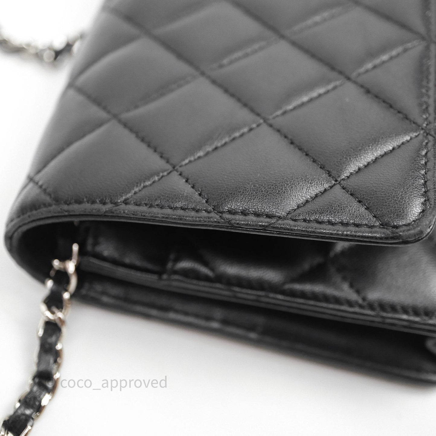Chanel Quilted WOC Black Lambskin Silver Hardware