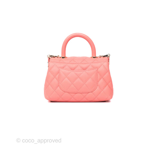 Chanel Mini Coco Handle Quilted Pink Caviar Gold Hardware