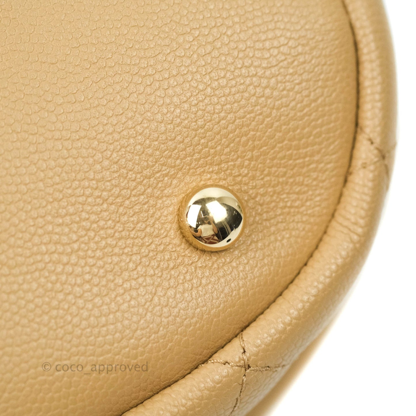 Chanel Caviar Quilted Rolled Up Bucket Drawstring Bag Beige Gold Hardware 19B