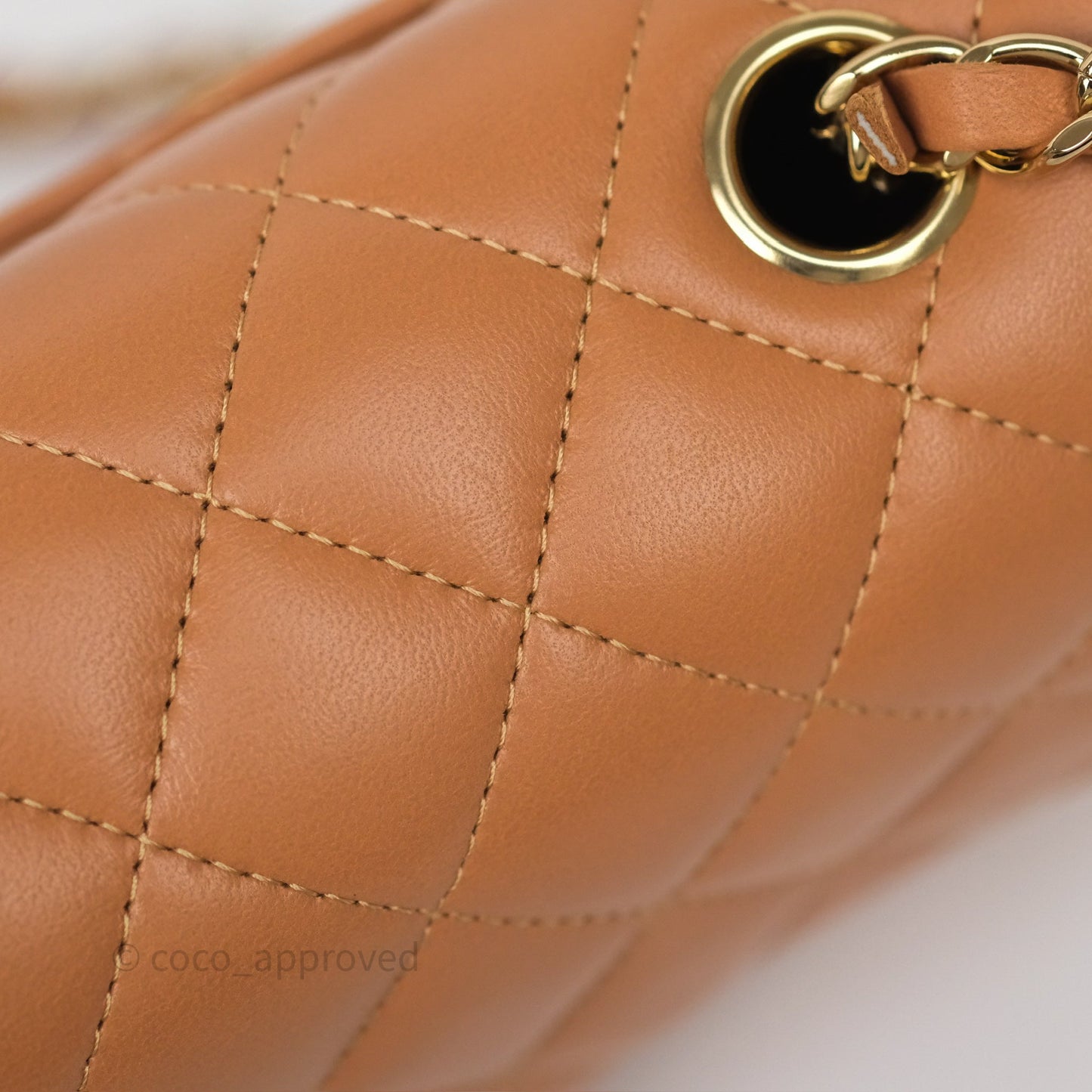 Chanel Mini Rectangular Flap Quilted Caramel Beige Lambskin Gold Hardware