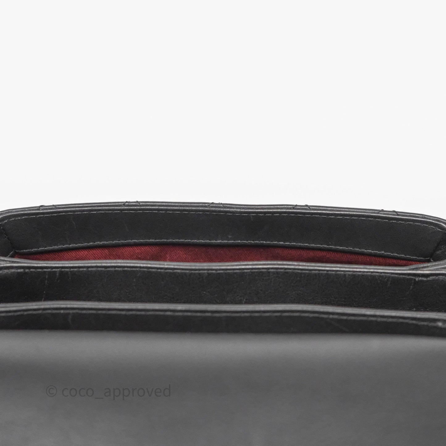 Chanel Side Chain Compartment Flap Black Calfskin Aged Gold Hardware