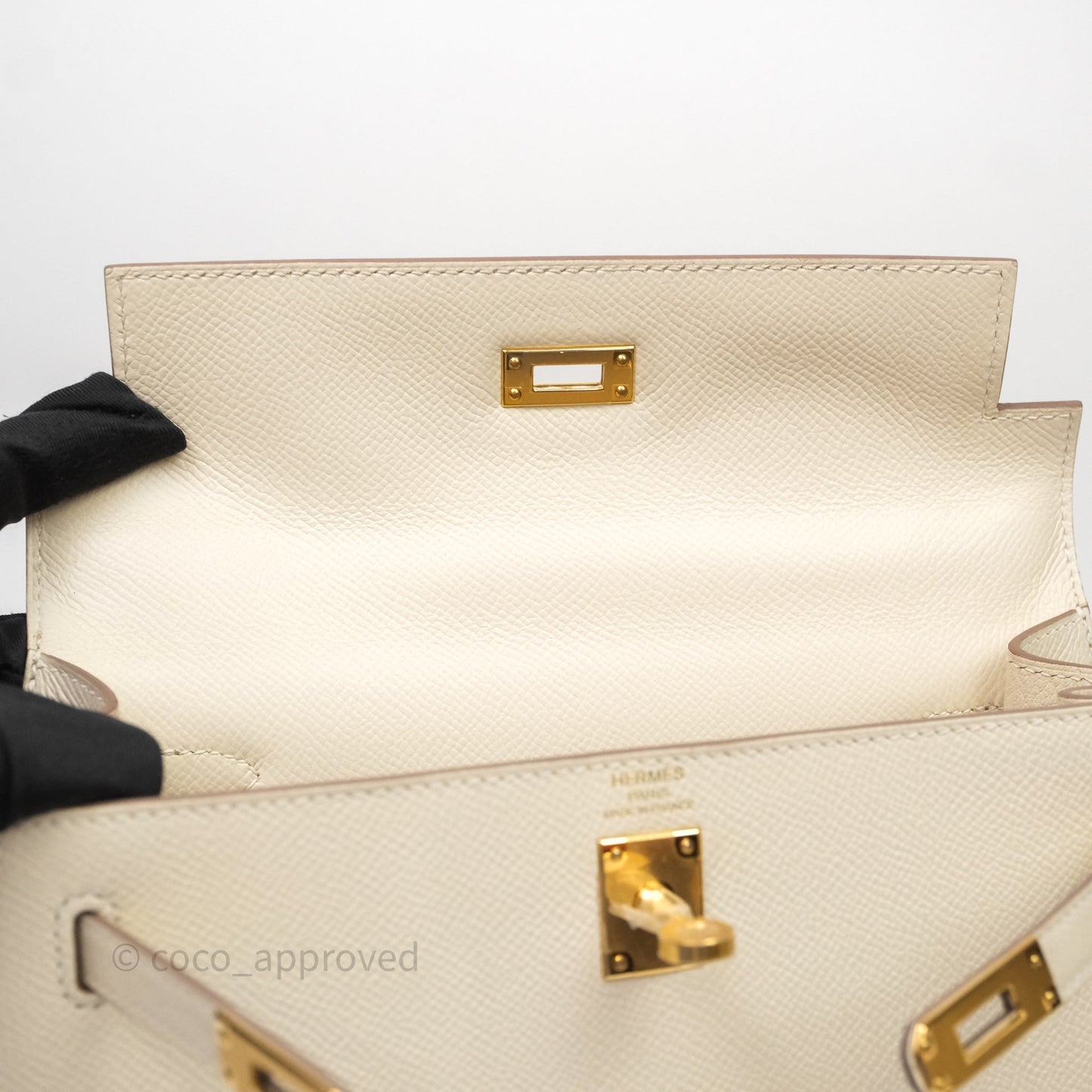 Hermes Kelly 25 Craie Epsom Gold Hardware