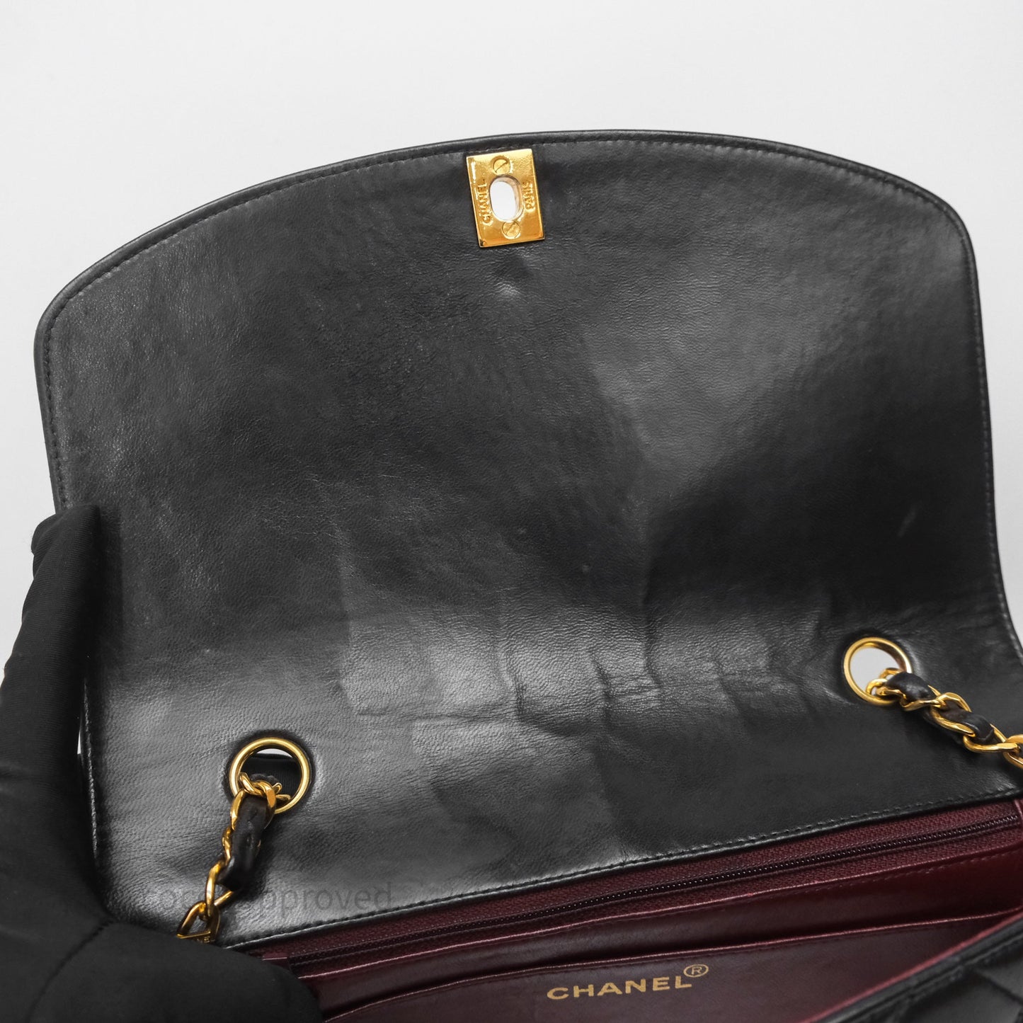 Chanel Vintage Medium Classic Diana Flap Bag Black Lambskin 24K Gold Hardware